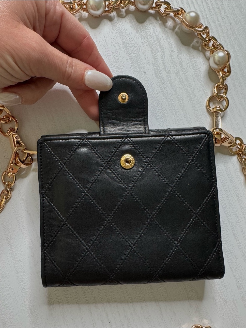 Authentic Vintage Chanel CC Wallet on Chain Black Quilted Leather Crossbody Bag - Picture 13 of 16